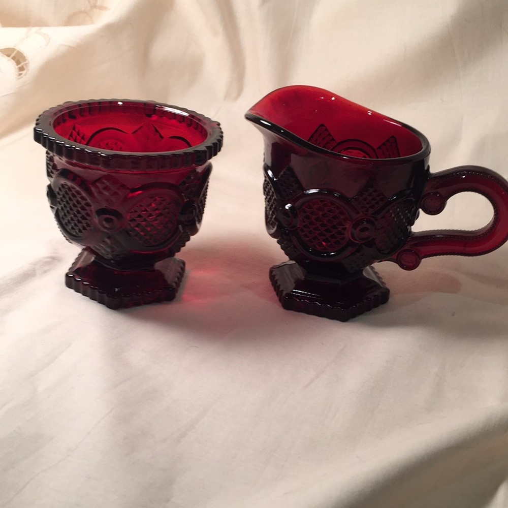 Vintage Avon cape cod creamer and open sugar dish